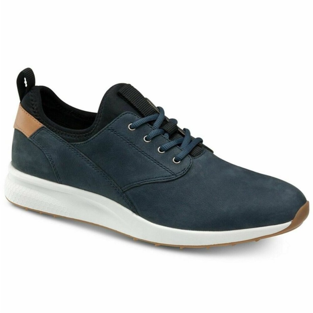 NWOT Johnston & Murphy Keating Sneaker Navy Blue Suede Leather Neoprene Size 12